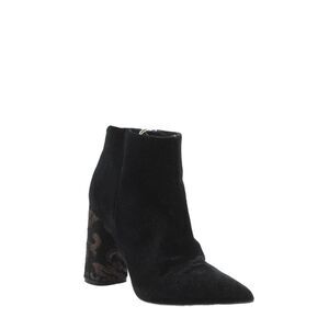 Cafe Noir Womens Velvet Pointed Toe Embroidered Ankle Boots Shoes Black Size 7